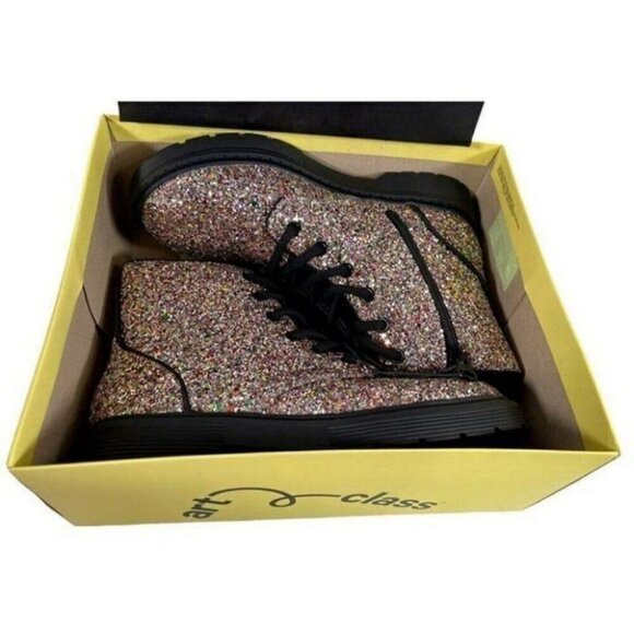 Girls' Zoe Combat Boots Multi-Color Glittered Style Zipper Lace-Up Youth… - Picture 5 of 10
